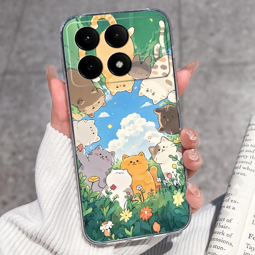 Case For Redmi K70e K60e K80 K70 K60 K50 K40 K30 K20 Pro K30i Cute Cartoon Piggy Pattern Phone Cover Transparent TPU Anti Fall Shell For Redmi Housing