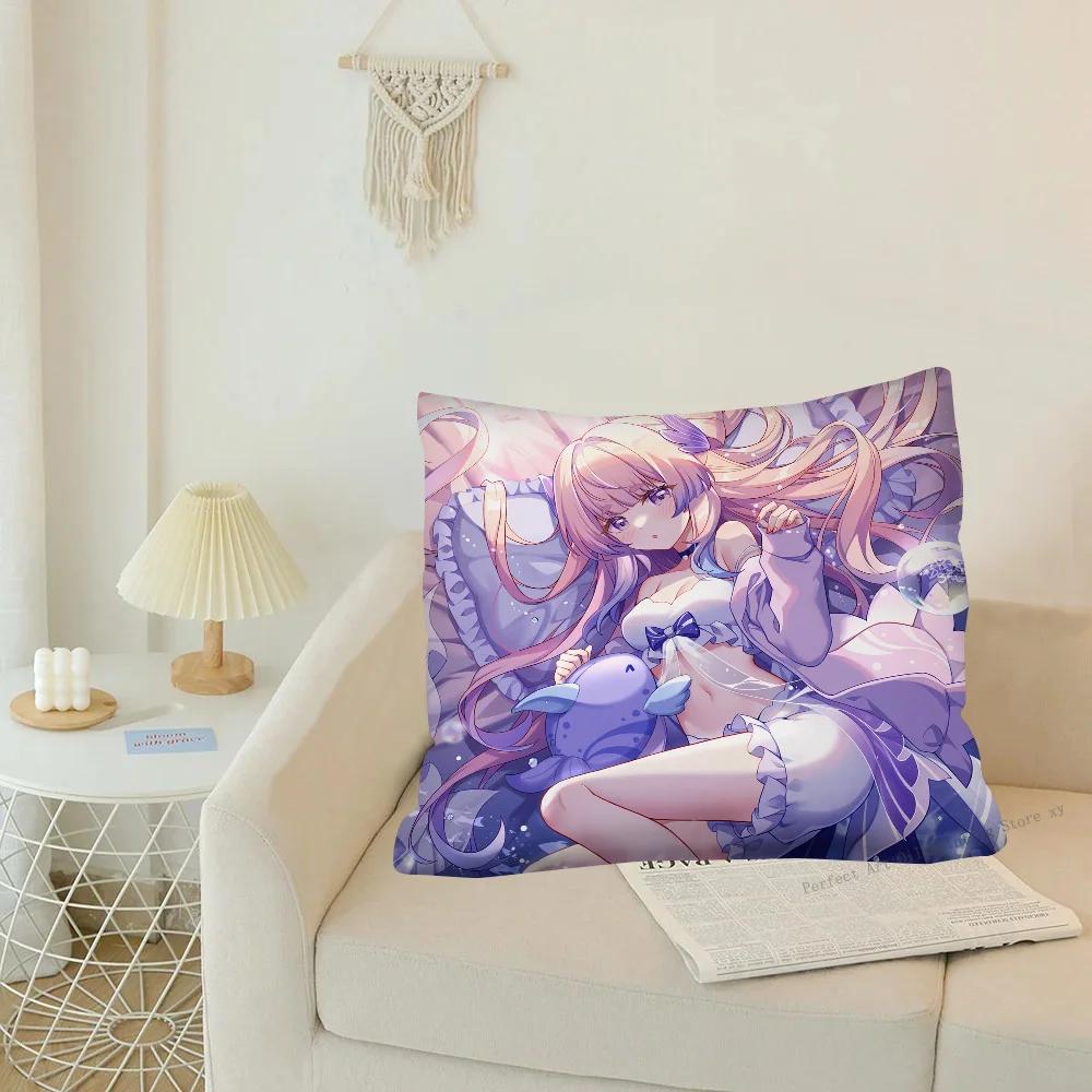 Game Anime Genshin Impact Sangonomiya Kokomi Pillow Case Square Pillow Cushion Cover Bedroom Sofa Room Decoration Casual