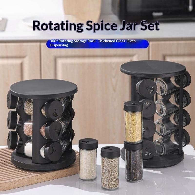 Set Portaspezie Rotante di Grande Capacità 9/13/17 Pezzi Barattoli in Vetro Organizer per Condimenti per Dispensa Cucina Controtop