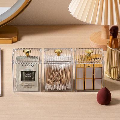 Elegant Dustproof Cosmetic Organizer Box: Cotton Swab, Puff, Sponge Holder with Cover