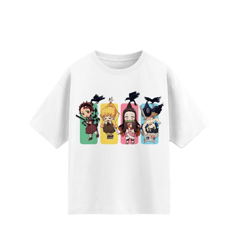 Anime Demon Slayer Cartoon T-shirt Men and Women Summer Cotton Clothing Fashion Breathable Anime Fans Short Sleeve Tops Unisex