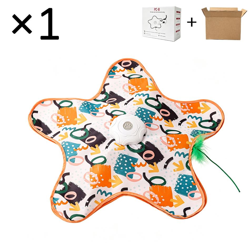 Hot Cat Toys Interactive Hide and Seek Cat Toy Motion Activated Moving Toy with Squeaky Concealed Feather Kitten Teaser with box