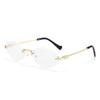 Rimless Irregular Diamond Shape Metal Sunglasses Women Men Retro Fashion Luxury Brand Sun Glasses Beach Lady Man Glasses UV400