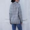 IHUASU Women's Autumn and Winter High Neck Pullover Loose Commuter Knit Sweater Plaid Fashion Jumper