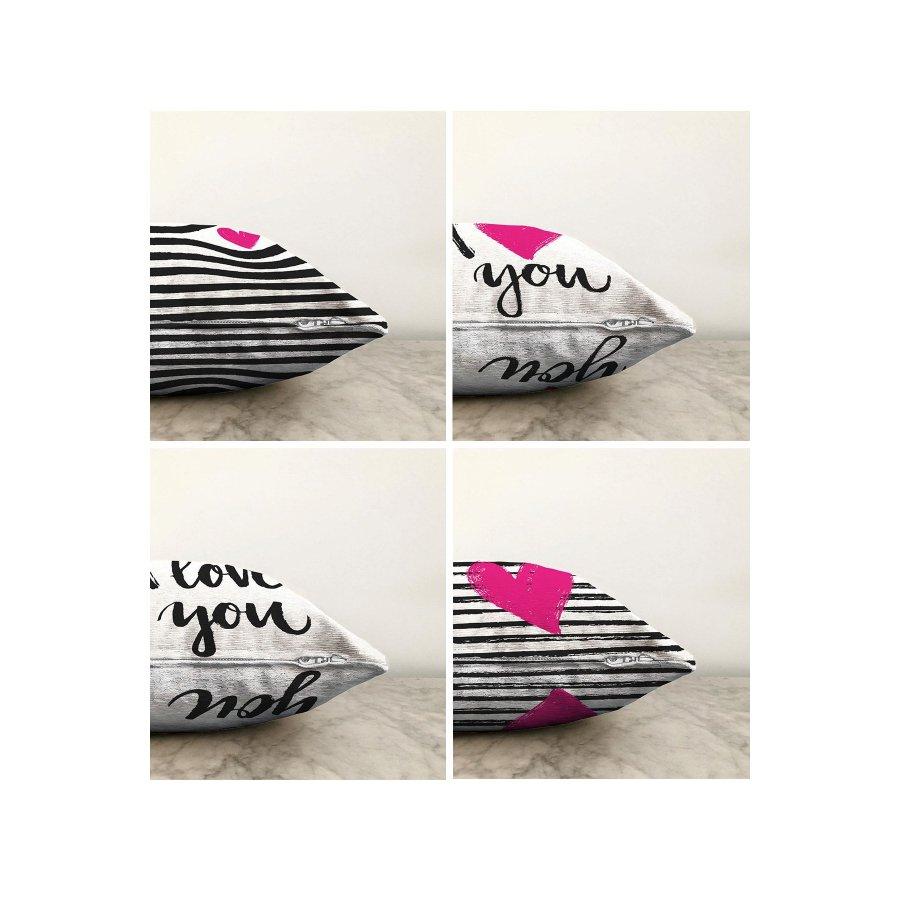 4 Pieces Valentine's Day Concept Double Sided Printed Cushion Cover Set