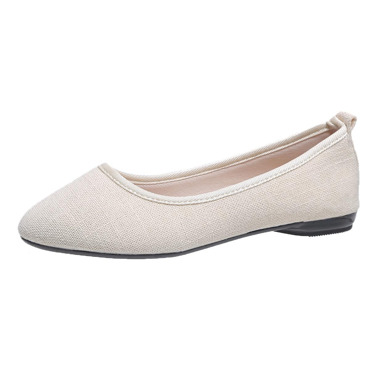 Весна-лето новые повседневные женские туфли Four Seasons однотонные повседневные туфли из льна на плоской подошве 36 белый 1526₽