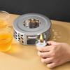 Stainless Steel Retro Teapot Set with Candle Warmer and Heat-Resistant Tea Brewing Stove.