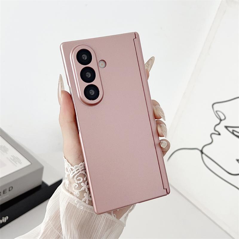 Pure Color Matte Skin Metallic Paint Protective Case for Samsung Galaxy Z Fold 7 Heinge Protection Case