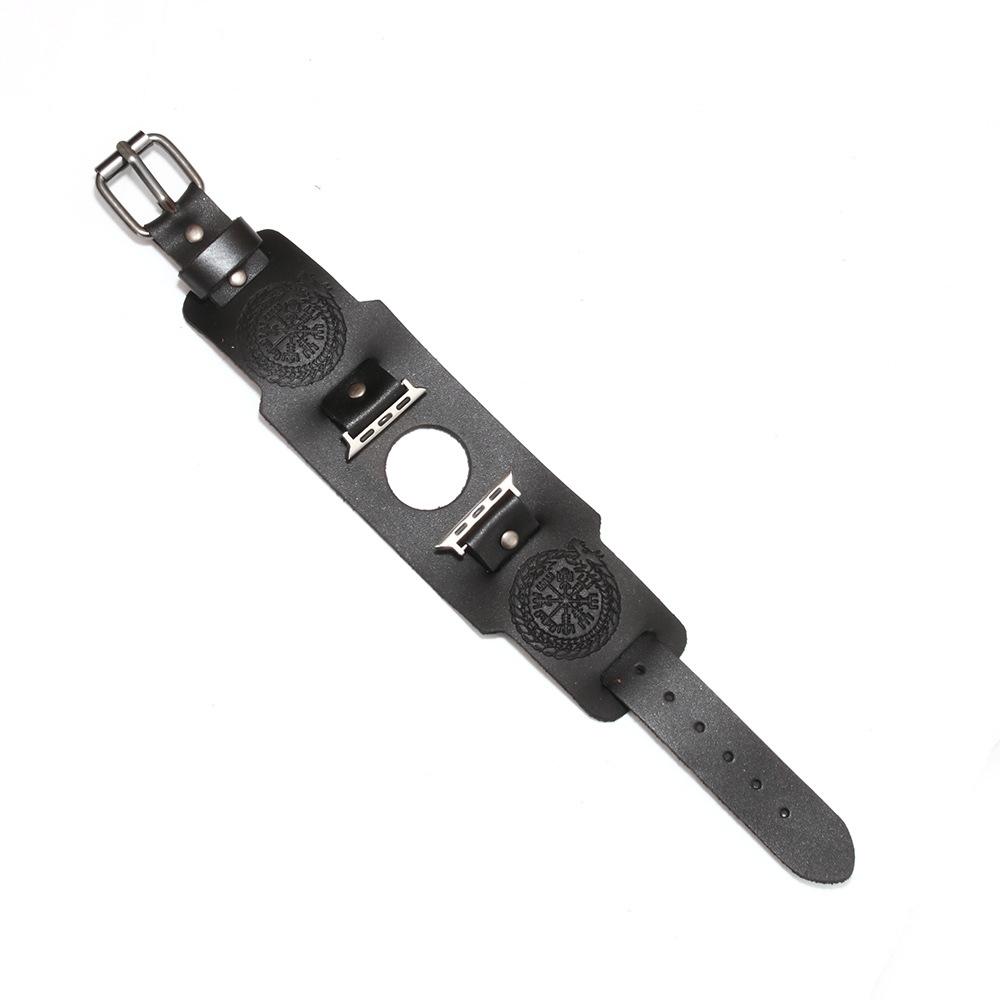 Punk Cuff Cow Leather Bracelet for Apple Watch Strap 44mm 41mm 45mm 49mm 40mm 42mm Watch Band 4 5 6 7 8 9 10 SE Ultra Watchband