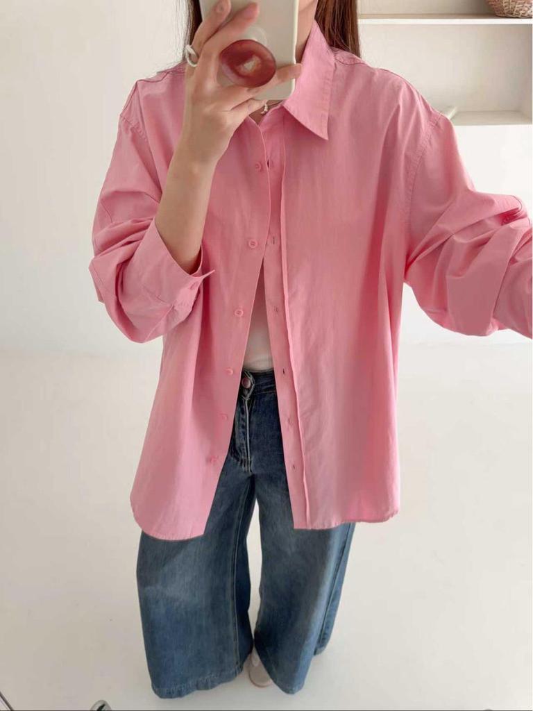 Women's Stylish Summer Long-Sleeve Buttoned Waist-Cinched Top Shirt