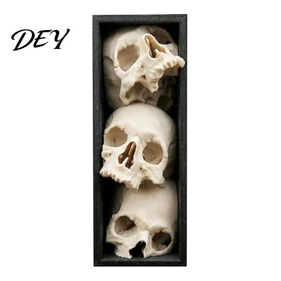 Atmospheric Props for Party 3Pcs Halloween 3 Tier Skull Bookends, Gothic Resin Bookshelf Decor Office, Spooky Office Desk Decorations Skeleton