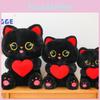 Cute Heart-hugging Black Cat Plush Toy Cartoon Cat Pillow Doll For Children Sleeping Rest Cushion
