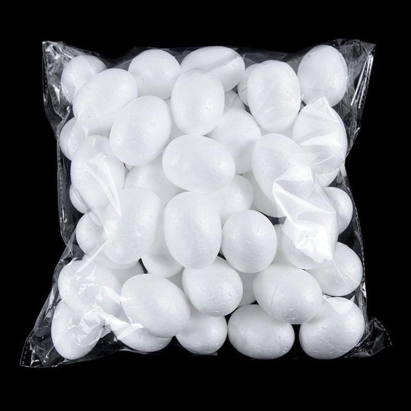 20pcs White Foam Eggs Easter DIY Painting Craft Fake Styrofoam Egg Easter Home Decoration Supplies Kids Favors Toy Gifts