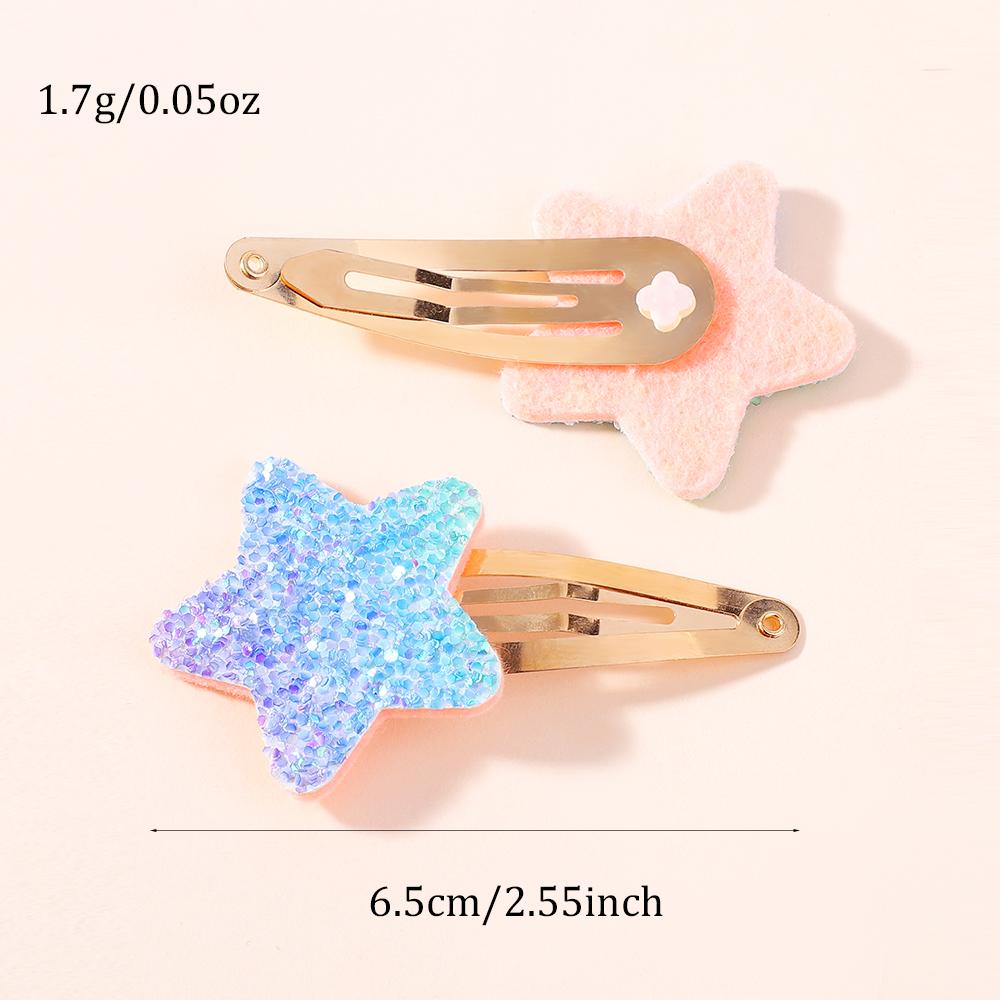 16Pcs/set Glitter Rainbow Heart Star BB Handmade Hair Clips for Girls Handmade Hairpins Cute Barrettes Headwear Hair Accessories