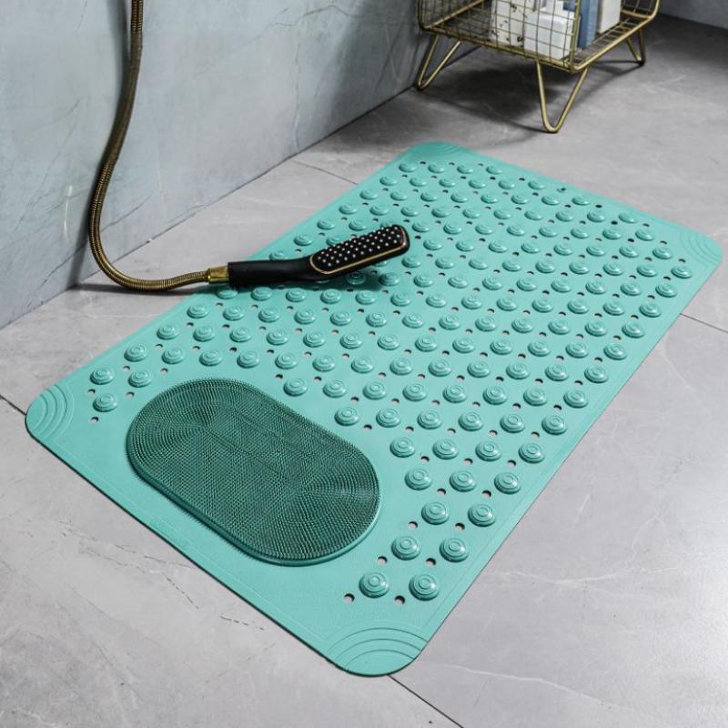 

1Pc Light Blue PVC Bath Mat Non-Slip Rectangular Massage Nubs Shower Bathroom Safety Rug 0.8cm Thick 38x69cm Dot Pattern зелёный