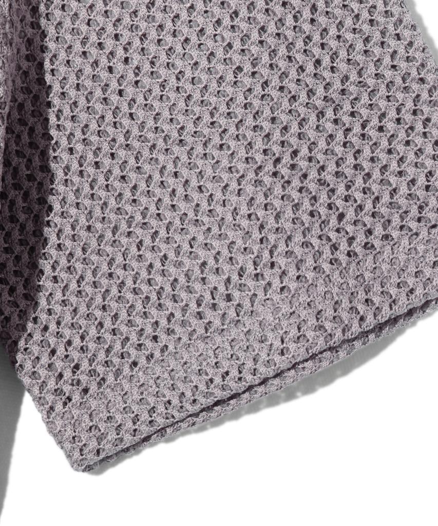 TRILLION Oversized Crochet Net Collar Short Sleeve Knit (Lavender)