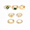 European and American retro green diamond ring set ins light luxury rhombus octagram ring