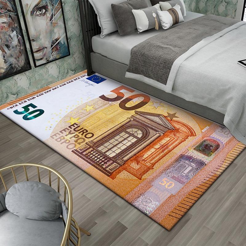 US Dollar Bill Print Large Area Rug Creative Currency Design Floor Mat for Living Room Entrance Foyer with Money Pattern Decor