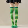 Striped Thigh High Socks Women Colorful Over-the-Knee Socks Retro Stretchy Thigh Highs for Girls Cosplay Lolita Costume
