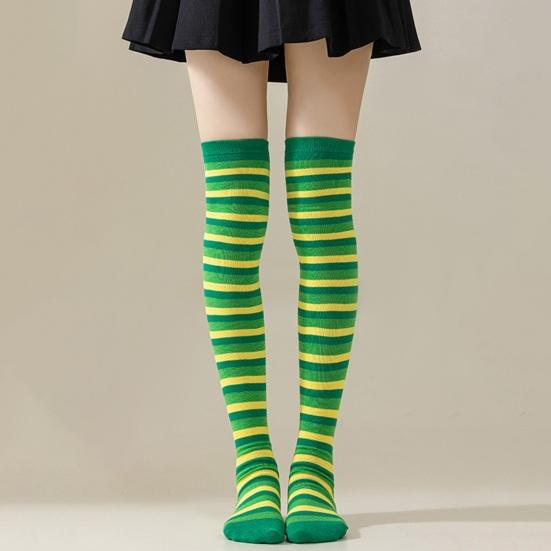Striped Thigh High Socks Women Colorful Over-the-Knee Socks Retro Stretchy Thigh Highs for Girls Cosplay Lolita Costume