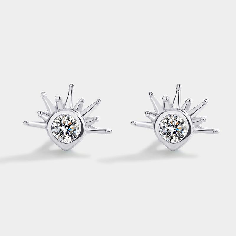 

Korean Style S925 Silver Zircon Sun Stud Earrings for Women 925 Silver