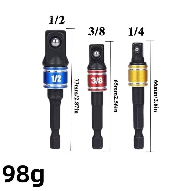 Hex Handle to Square Head Socket Extension Rod (1/4, 3/8, 1/2) - Air/Electric Screwdriver Connection Conversion Rod