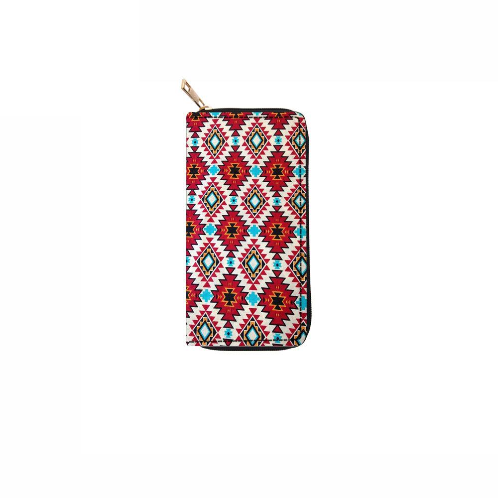 New Simple Ethnic Style Long Zipper Wallet Plaid Wallet Pattern