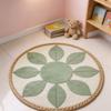 Braid Round Rug Black Gold Felt NonSlip Carpet For Living Room Bedroom Bedside Boho Straw Texture Abstract Floor Mat