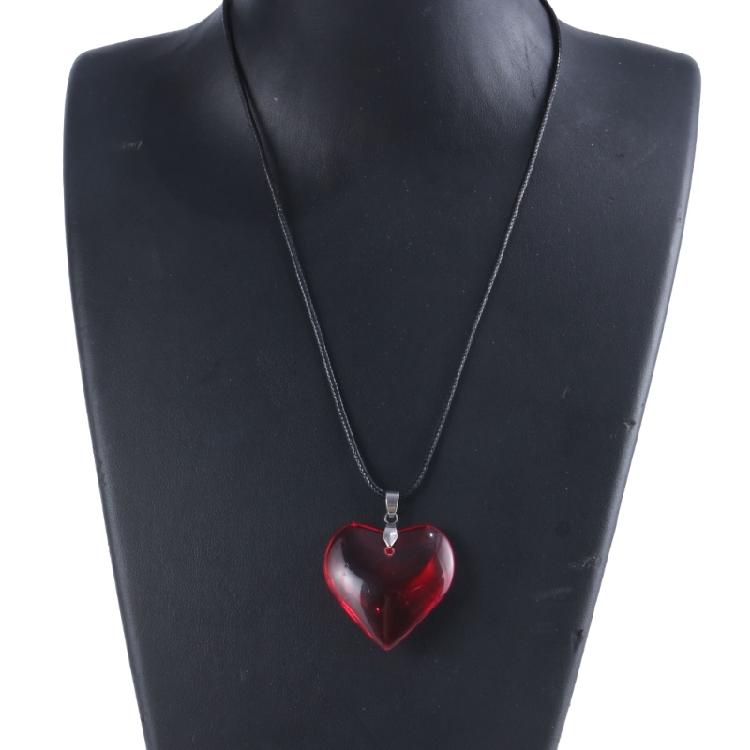 Punk Black Rope Chain Glass Heart Pendant Choker Necklace Birthday Ornament