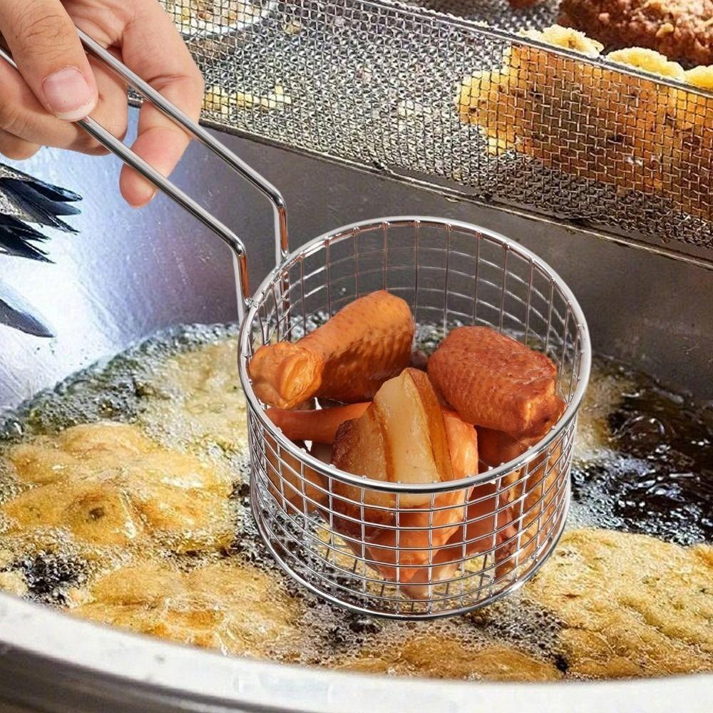 Reusable Strainers Handheld Fries Holder Durable Frying Basket  Kitchen Frying Tools