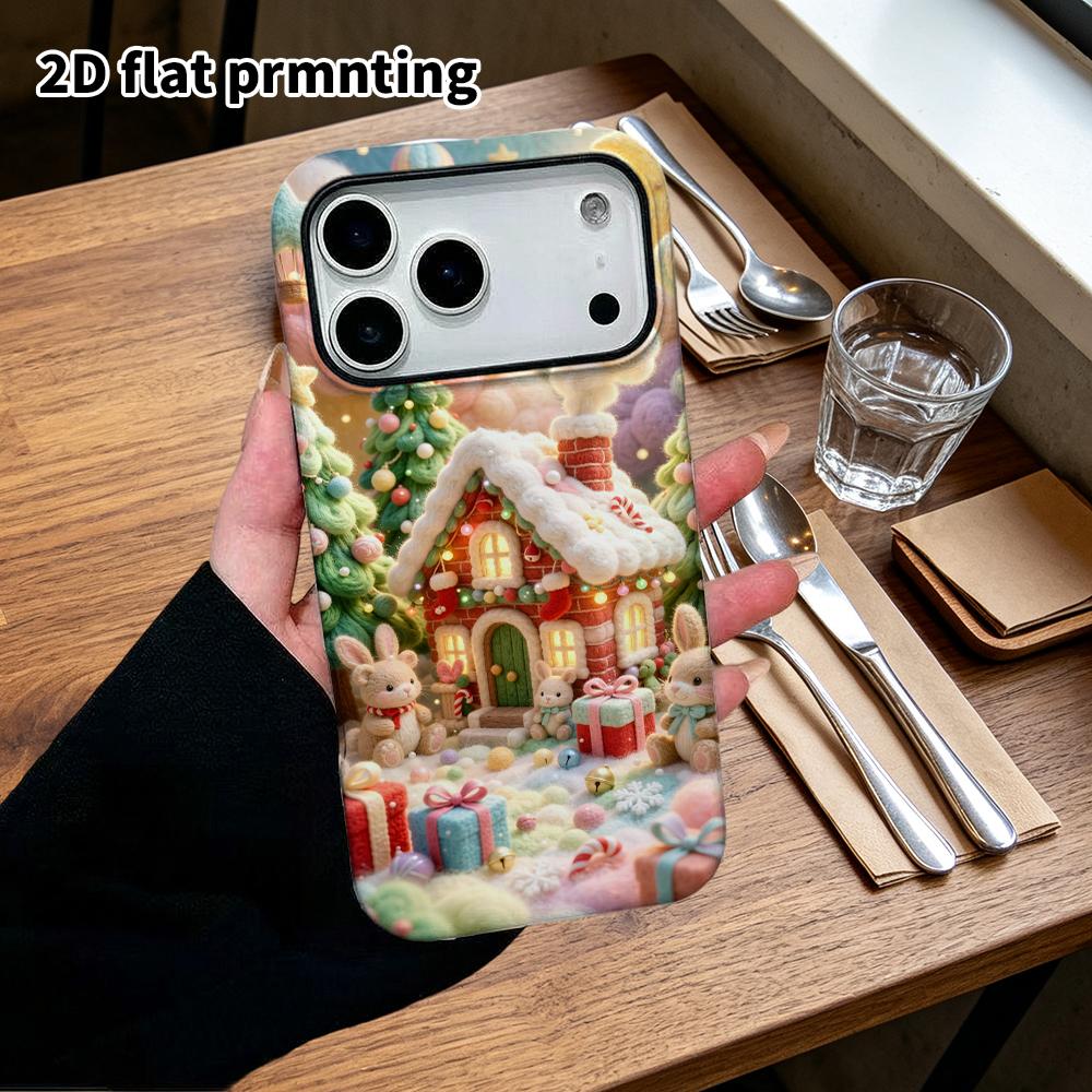 Phone Case: 2D Flat, Fits iPhone 18, 17, 16, 15, 14, 13, 12Pro Protective Case, Christmas Cottage, Perfect Holiday Gift for Christmas and Halloween