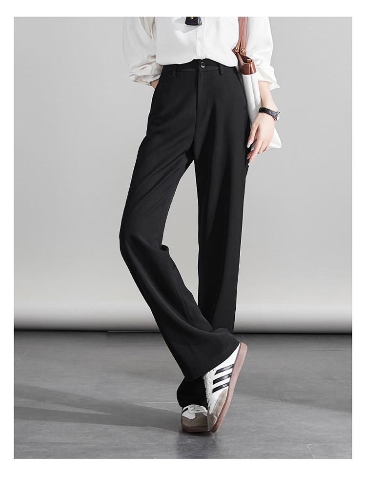 Half Elastic Waist Casual Wide Leg Pants