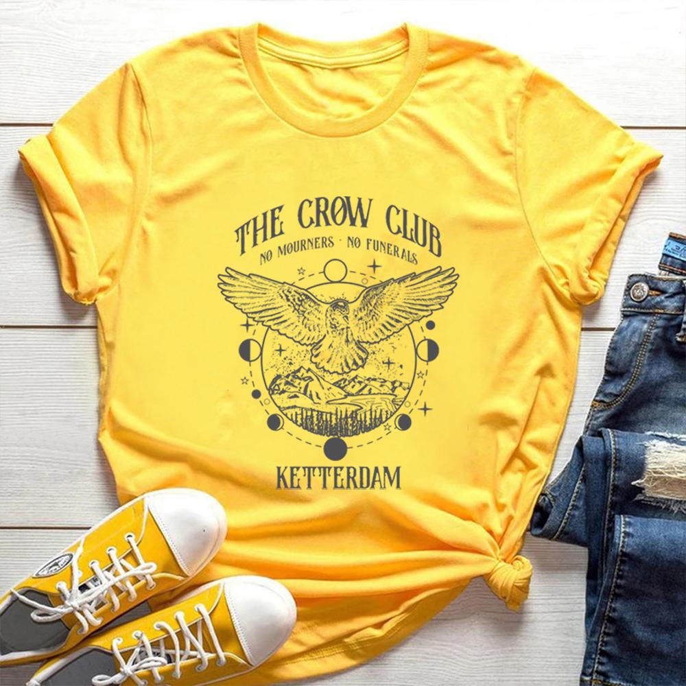 Six of Crows T Shirt No Mourners Merch Ketterdam Crow Club Shirts Gothic Tee Unisex Short Sleeves Tops Aesthetic Clothes