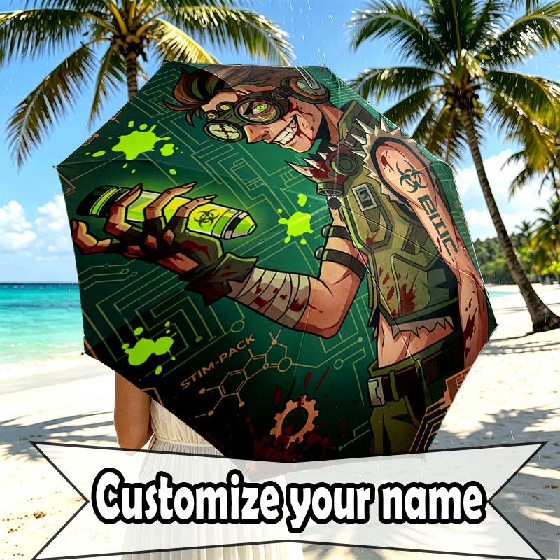 Custom Name Personalized Apex Legends Print Umbrella, Auto Open Close, 8‑Rib Sturdy Frame, Commute Camping Hiking Use, Birthday Gift