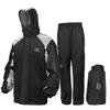 Kemimoto Motorcycle Raincoat Set Waterproof Water Pressure with Reflective Size XL Men's (IPX6 & 15,000mm Resistance) Strips, Black, (KM1103)