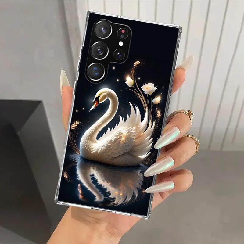White Swan Grace Art Phone Case for Samsung Galaxy S26 S24 S23 Ultra S25 Edge S22 S21 Plus S20 FE + Soft Print Shell Funda Galax