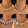Tillbehör, överdrivet stora pärlor, kort halsband, kvinnlig choker punkstil imiterat pärlhalsband