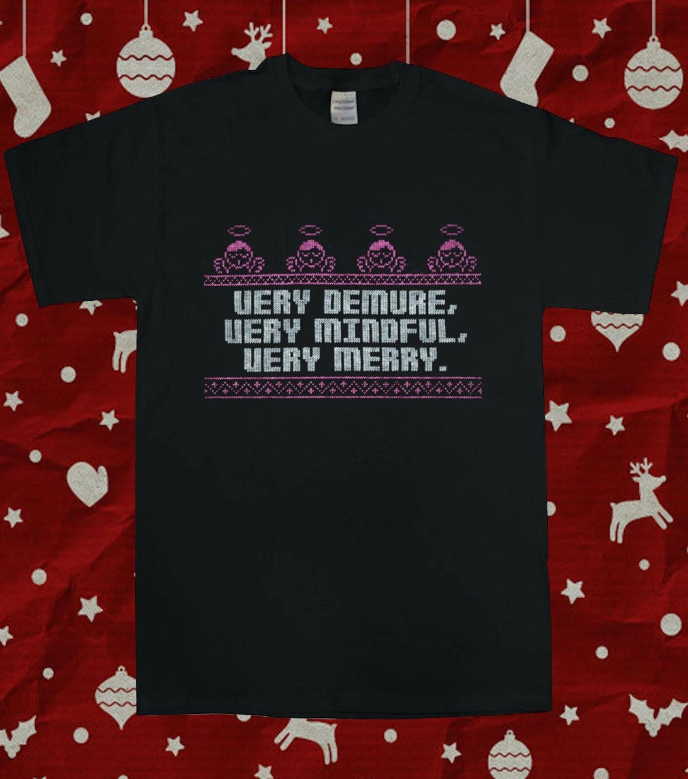 Very Demure Very Mindful Very Merry Funny Ugly Christmas T-Shirt 4XL