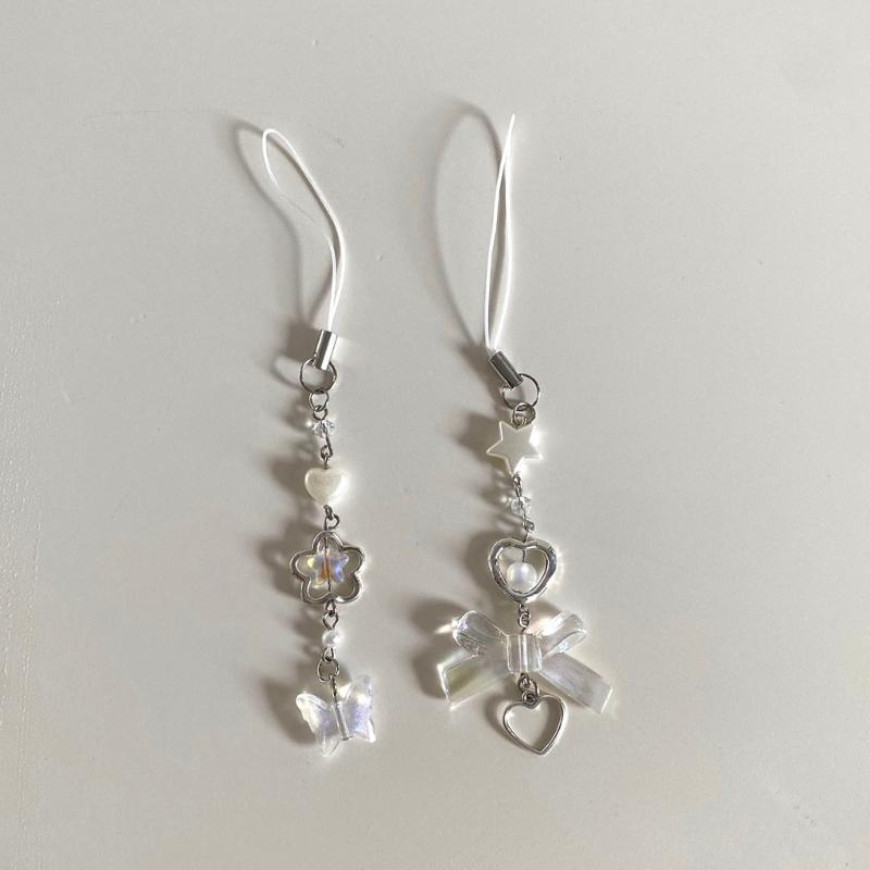 Phone Strap Y2K Phone Charm Keychain Star Bowknot Butterfly Keychain for Women Girls Halloween Handmade Jewelry Ornament