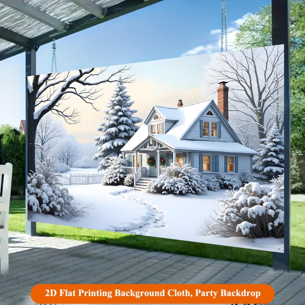 1Pcs Snowy House Winter Scenery Decoration Background Winter Backdrop For Photo Studio Photo Booth Party