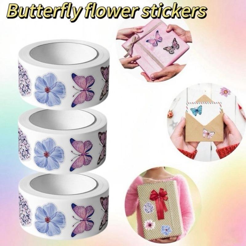 Colorful Butterfly Flower Shaped Stickers, Sealing Stickers, Decorative Gift Boxes Adhesive Labels Stationery