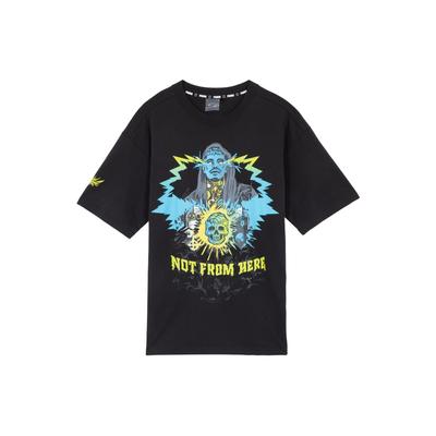 Skull Letter Print Casual Sport Round Neck Short Sleeve T-Shirt Men Tops Black 625146-01