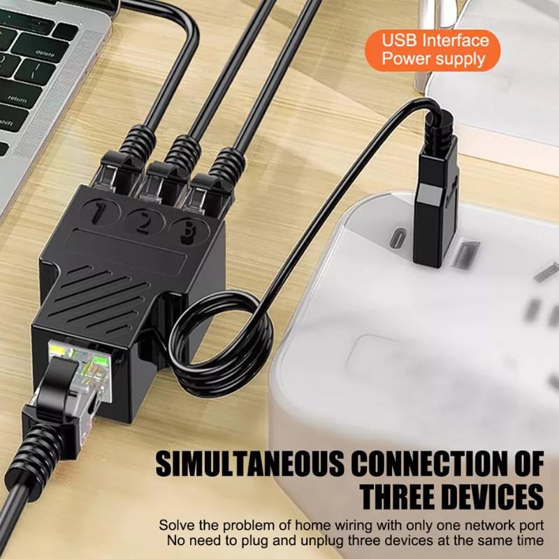 3'Ü 1 ARADA 100Mbps Ethernet Ayırıcı Adaptör RJ45 Kablo LAN Ağ İnternet