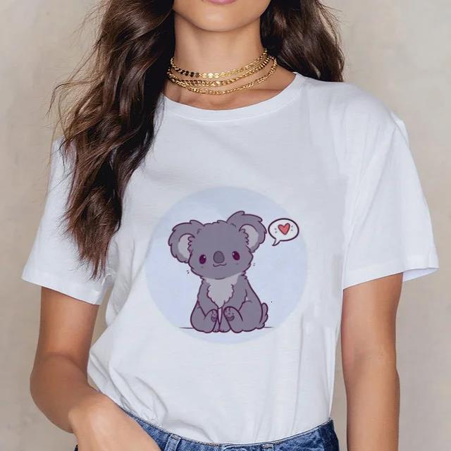 Damen Cartoon Kawaii Tier Koala Druck Damen T-Shirt Harajuku Ropa Mujer Grafik Große Größen T-Shirt Lässig Streetwear T-Shirts