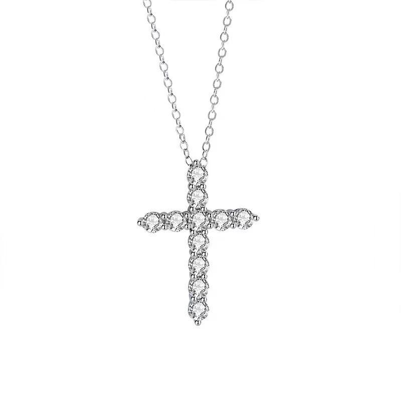 S10 Moissanite Cross Chain Pendant Light Luxury Premium Clavicle European and American Necklace