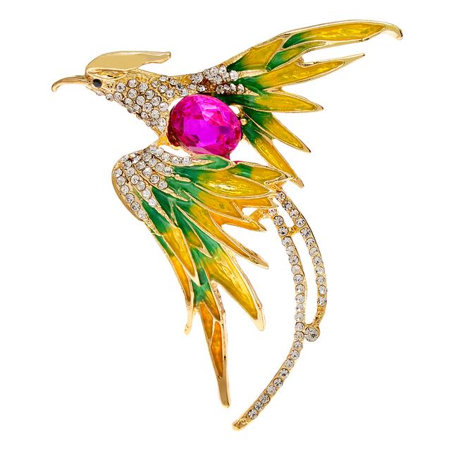 Phoenix Brooches For Women Fashion Rhinestone Bird Pin 3 Colors Available Party Wedding Jewelry