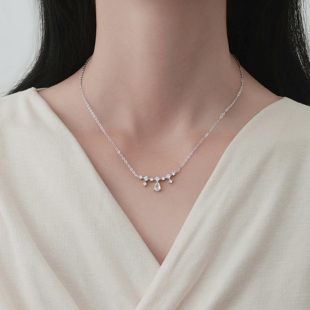 925 Sterling Silver Gypsy Necklace Light Luxury Water Drop Strength Chain Niche Exquisite Premium Sense Ins Clavicle Chain