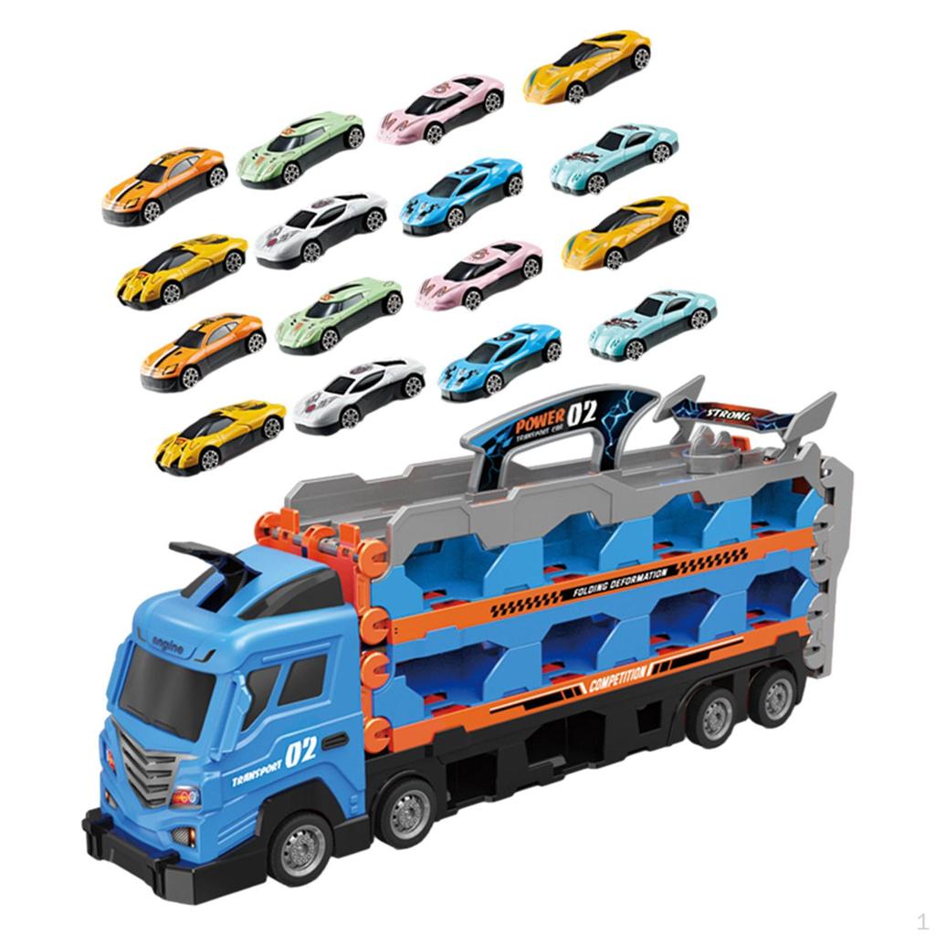 Big Transporter Truck Toy Set Trucks Early Educational Collectible Folding Storage