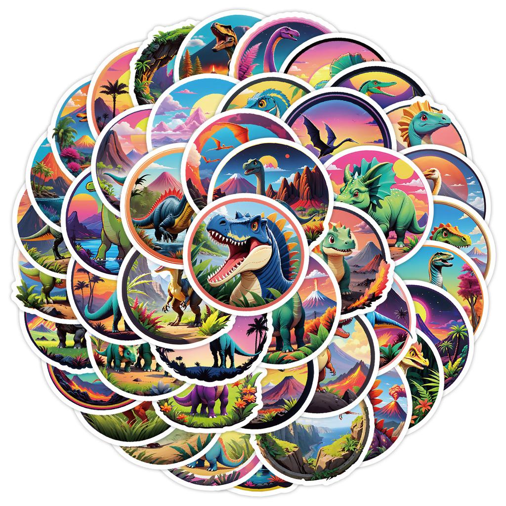 50 Dinosaur Series Graffiti Stickers Cute Animal Stickers Water Cup Computer Skateboard Waterproof Decorative Stickers