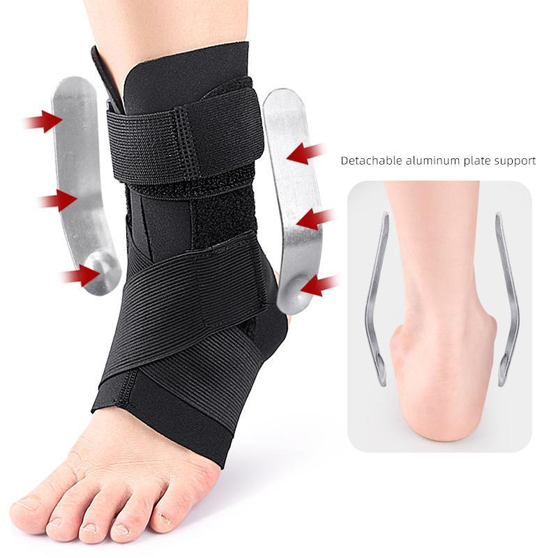 New Wearable Ankle Brace with Dual Aluminum Splints Compression Strap Elastic Sleeve for Sports and Football Ankle Support